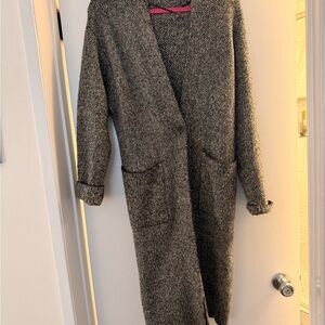 Uniqlo Black and White Marled Knit Open Cardigan